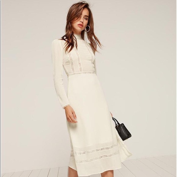 ivory long sleeve midi dress